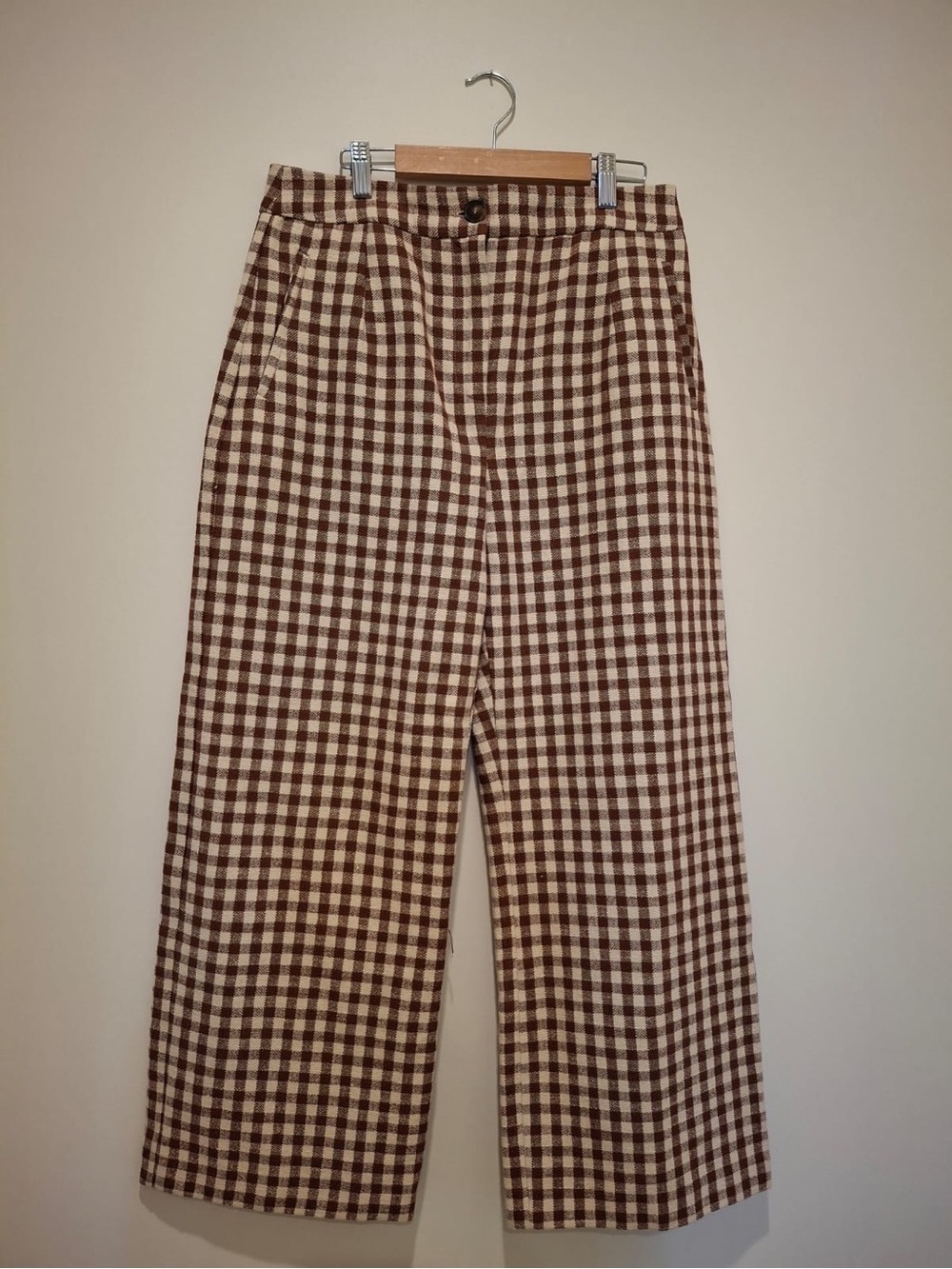 Sezane Martin Crop Trousers - Brown/Ecru gingham - Picture 3 of 8